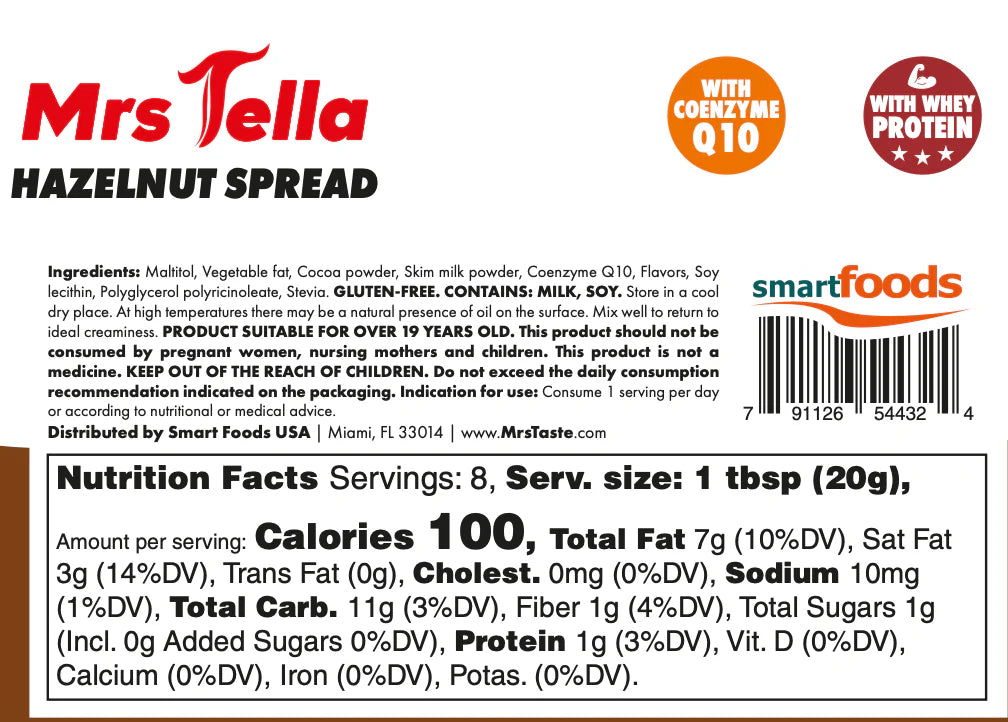 -COMING BACK SOON-MRS TELLA ( CHOCOLATE HAZELNUT ) | Sugar-Free, Gluten-Free, Protein & CoQ10 Boost