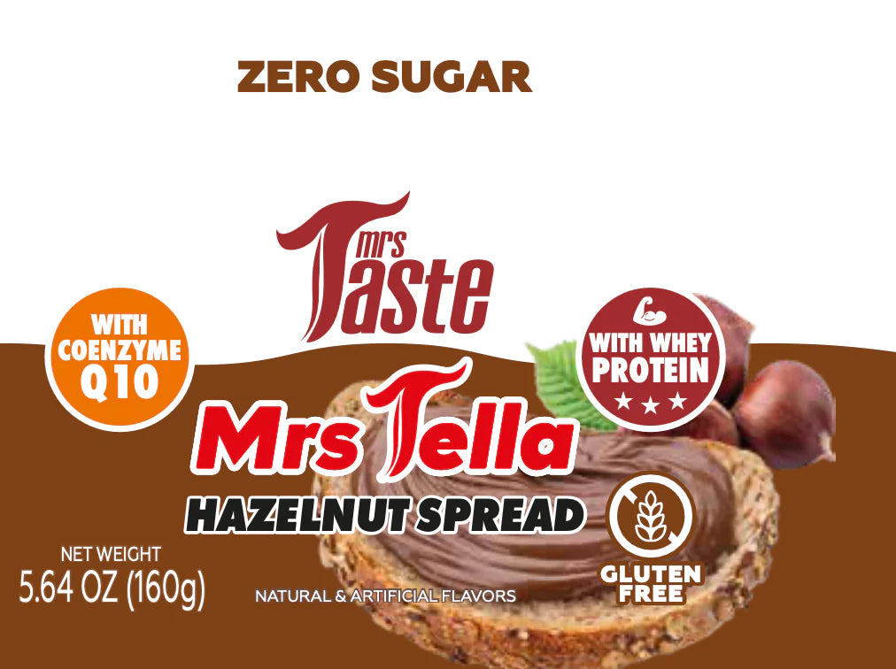 -COMING BACK SOON-MRS TELLA ( CHOCOLATE HAZELNUT ) | Sugar-Free, Gluten-Free, Protein & CoQ10 Boost